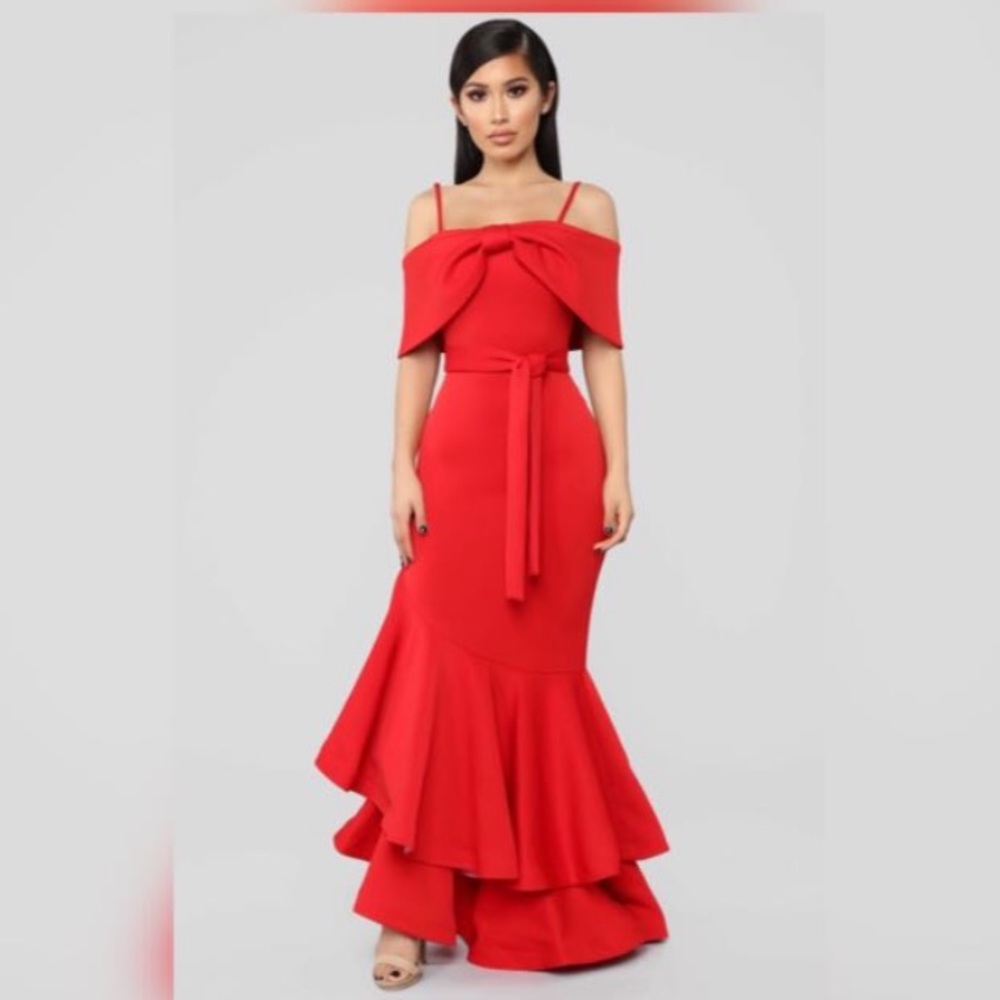 Off Shoulder Red Dress
